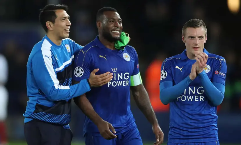 Leonardo Ulloa, Wes Morgan, Jamie Vardy, Leicester