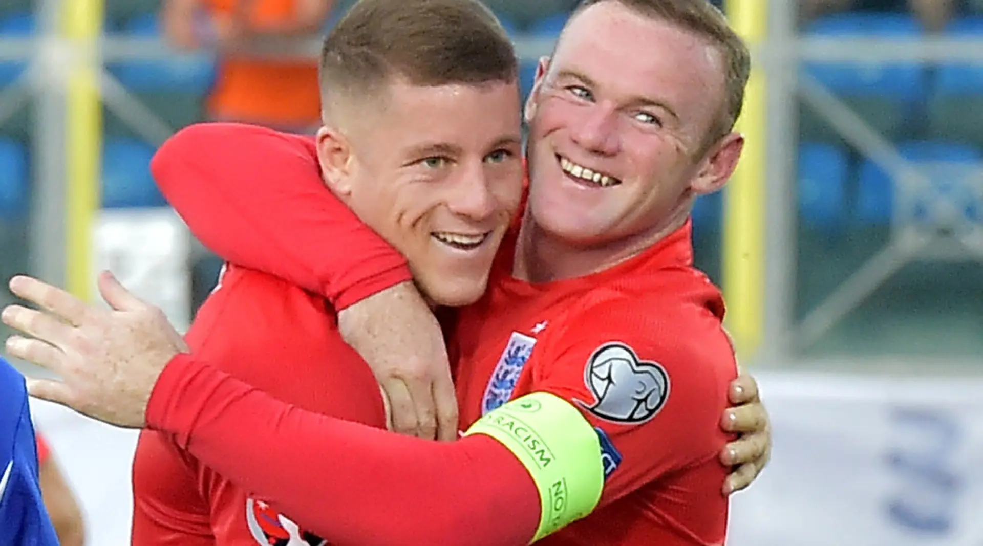 Wayne Rooney embraces Ross Barkley in San Marino