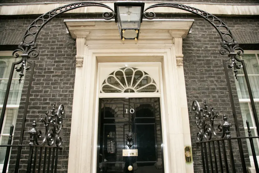 The front door of number 10 Downing Street Prime Ministers residence London