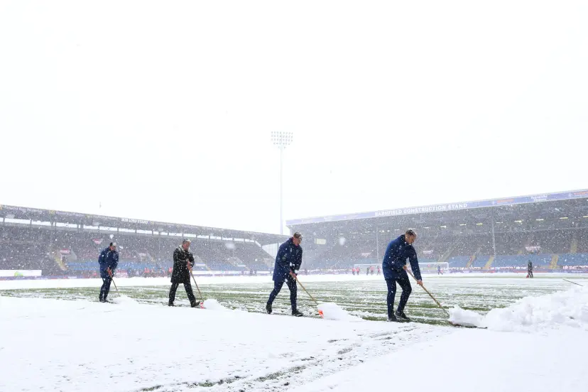 Burnley FC, Turf Moor in snowy weather