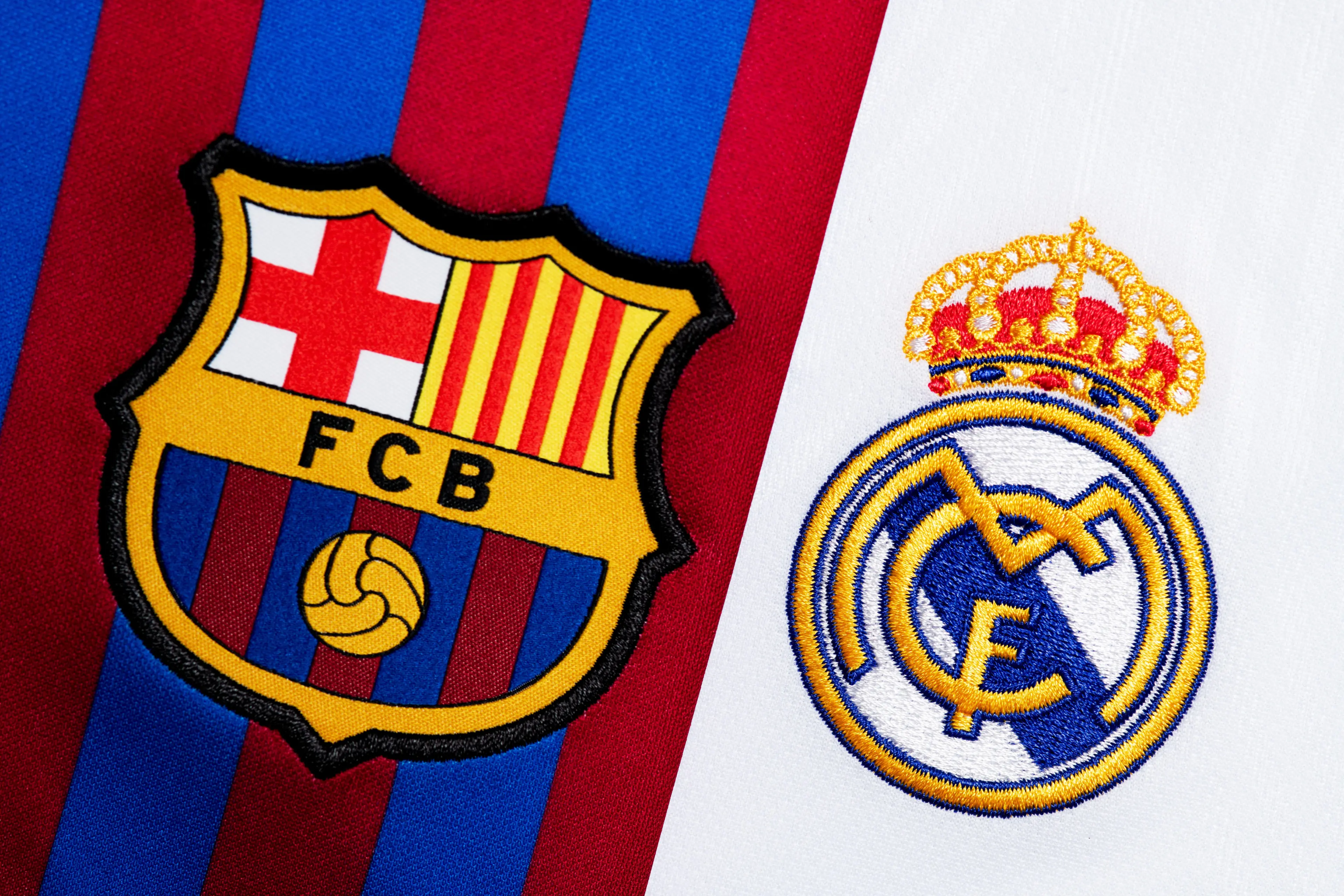 Close up of Real Madrid & Barcelona club crest