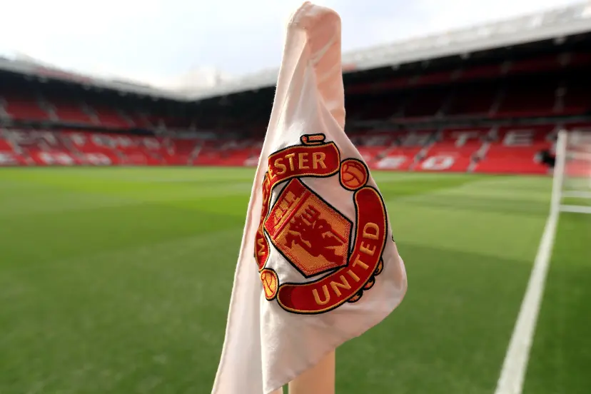 Close up of the Manchester United corner flag before the game