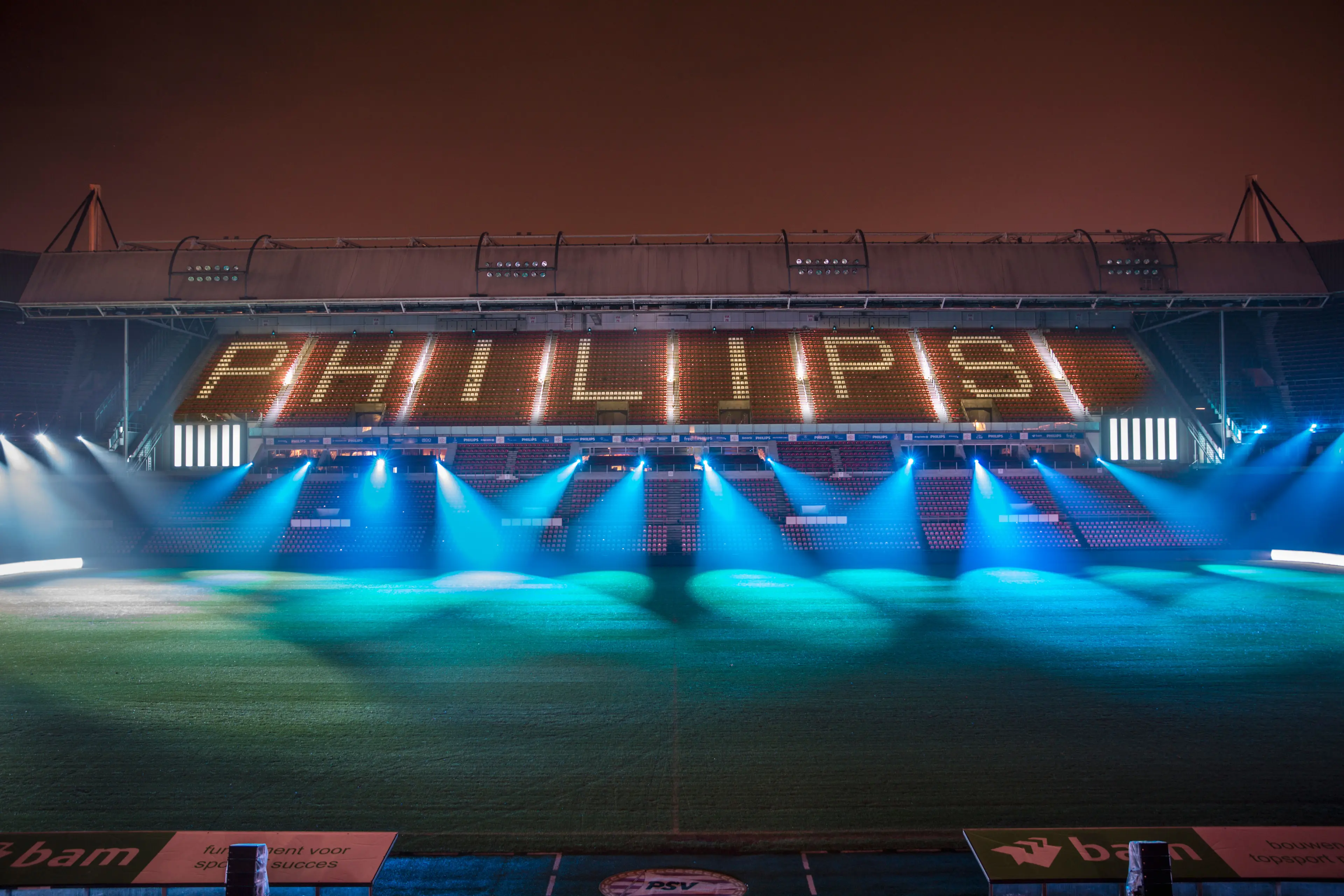 Netherlands, Eindhoven, Light festival called GLOW 2013. Project Clashlight in the Philips PSV football stadium