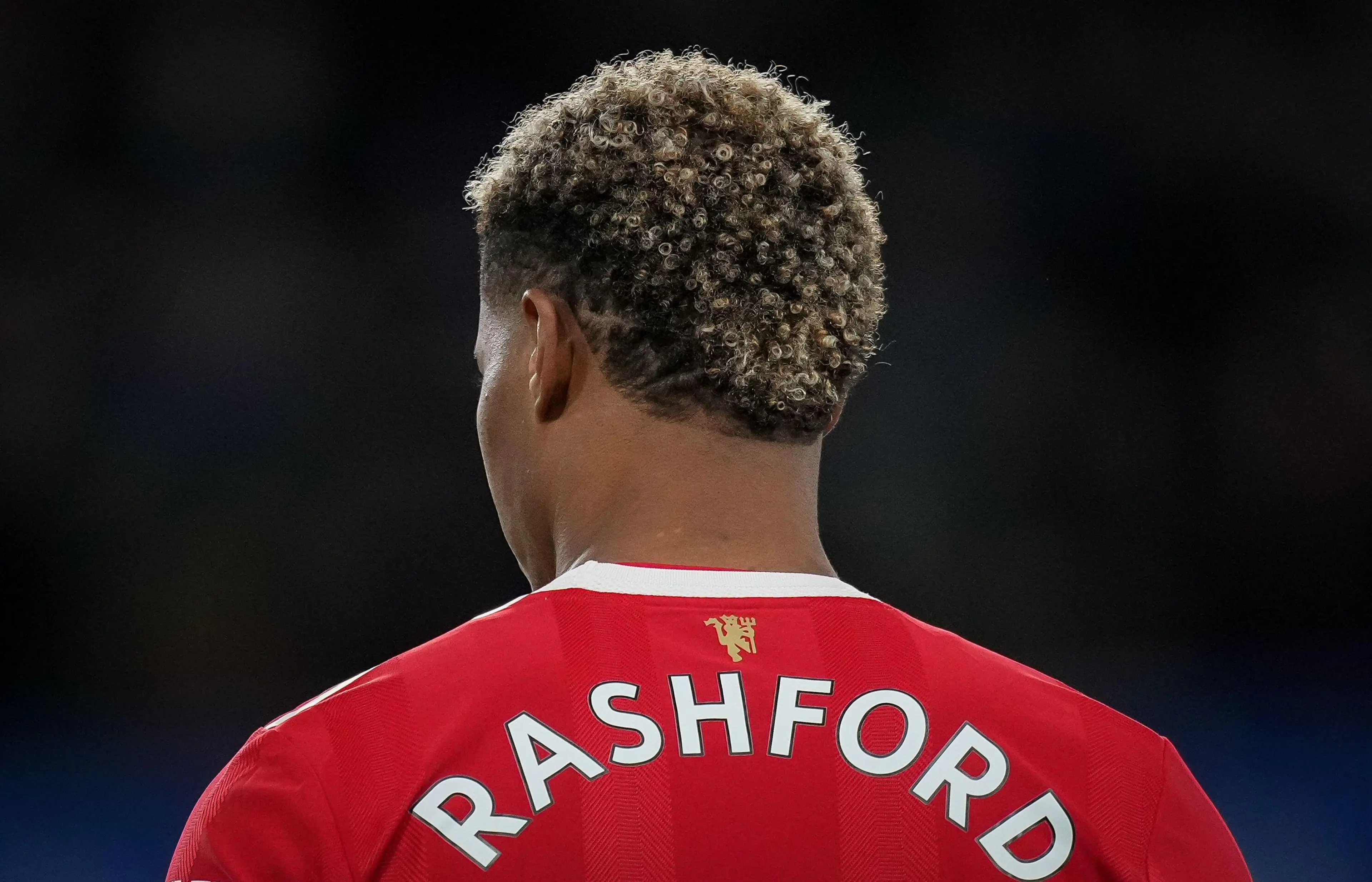 Marcus Rashford of Man Utd during the Premier League match between Chelsea and Manchester United