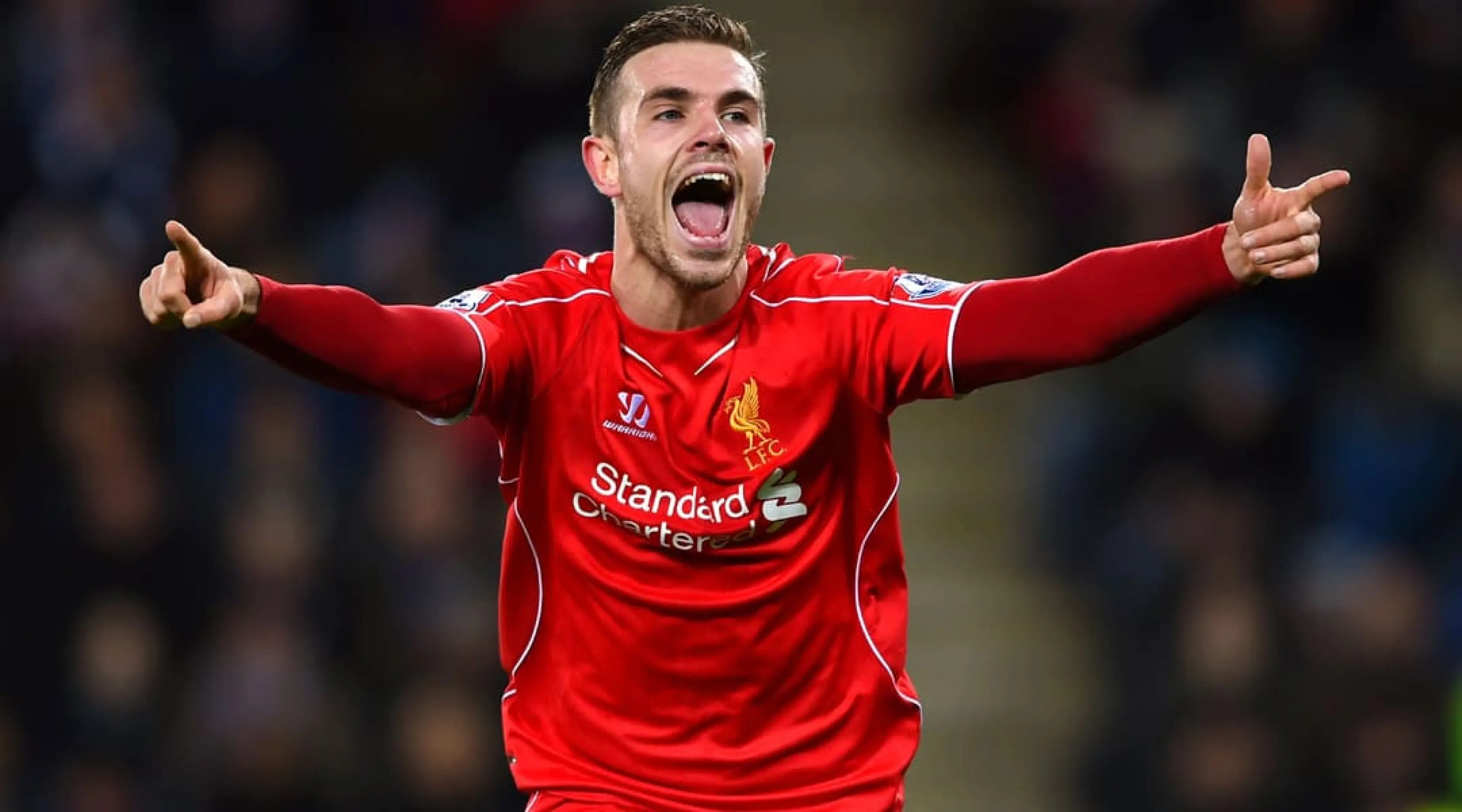 Jordan Henderson celebrating for Liverpool