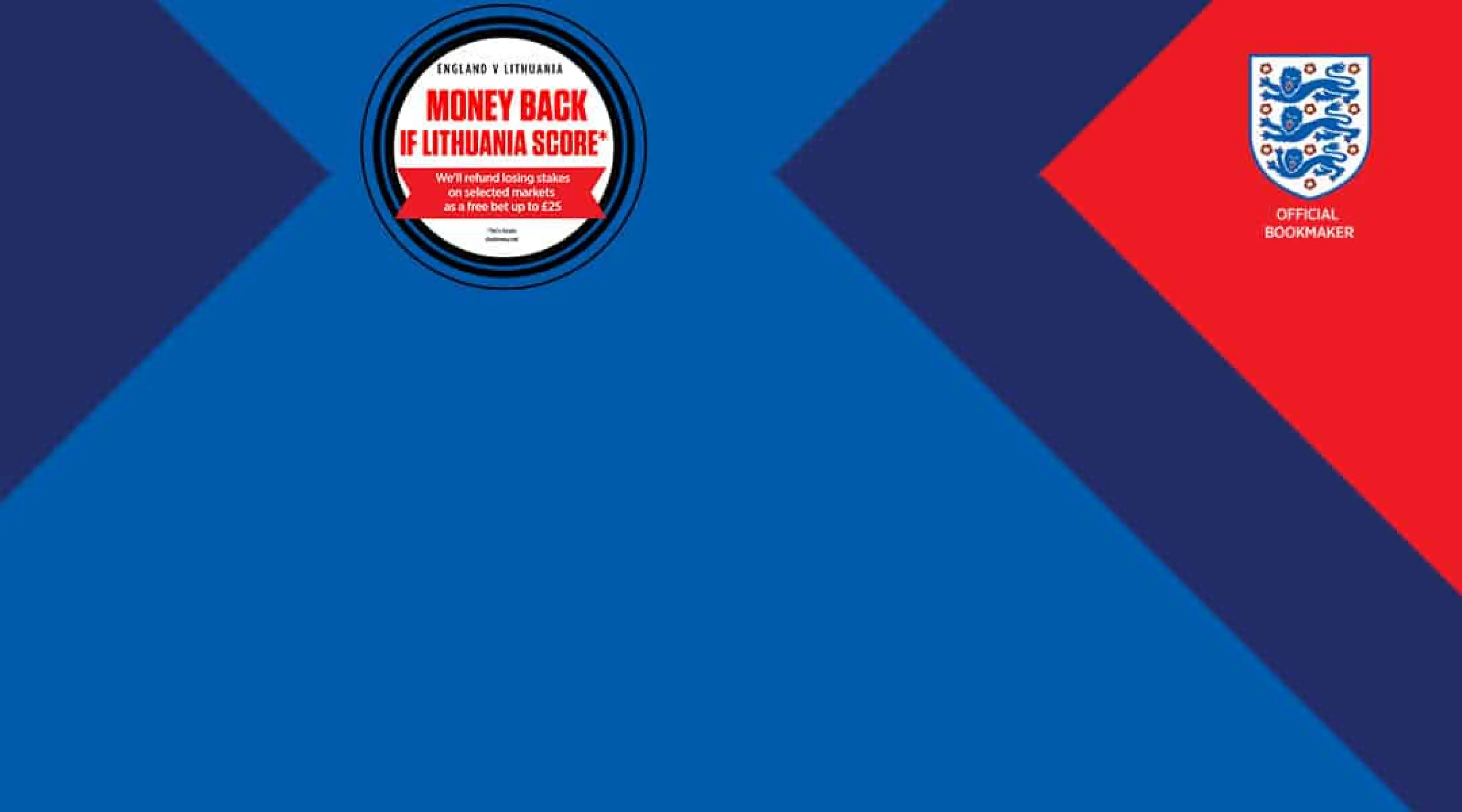 England v Lithuania Money Back - Ladbrokes