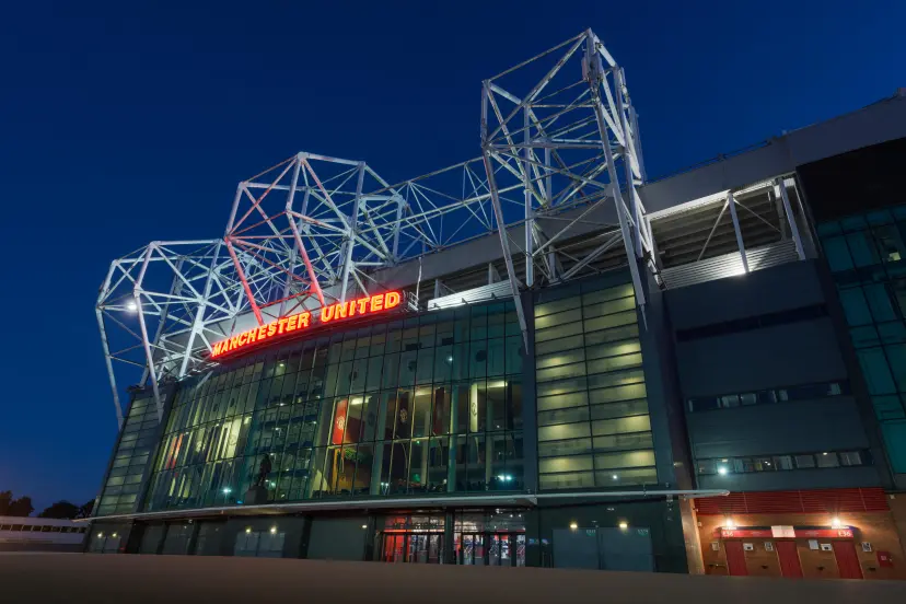 Old Trafford stadium, home of Manchester United Football Club, during a summer's evening