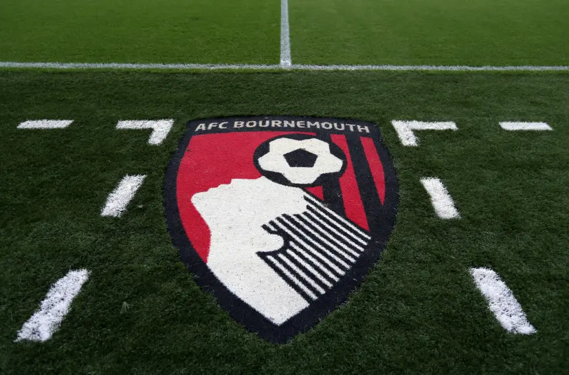 General view of the AFC Bournemouth badge pitchside before the Carabao Cup, third round match at the Vitality Stadium, Bournemouth