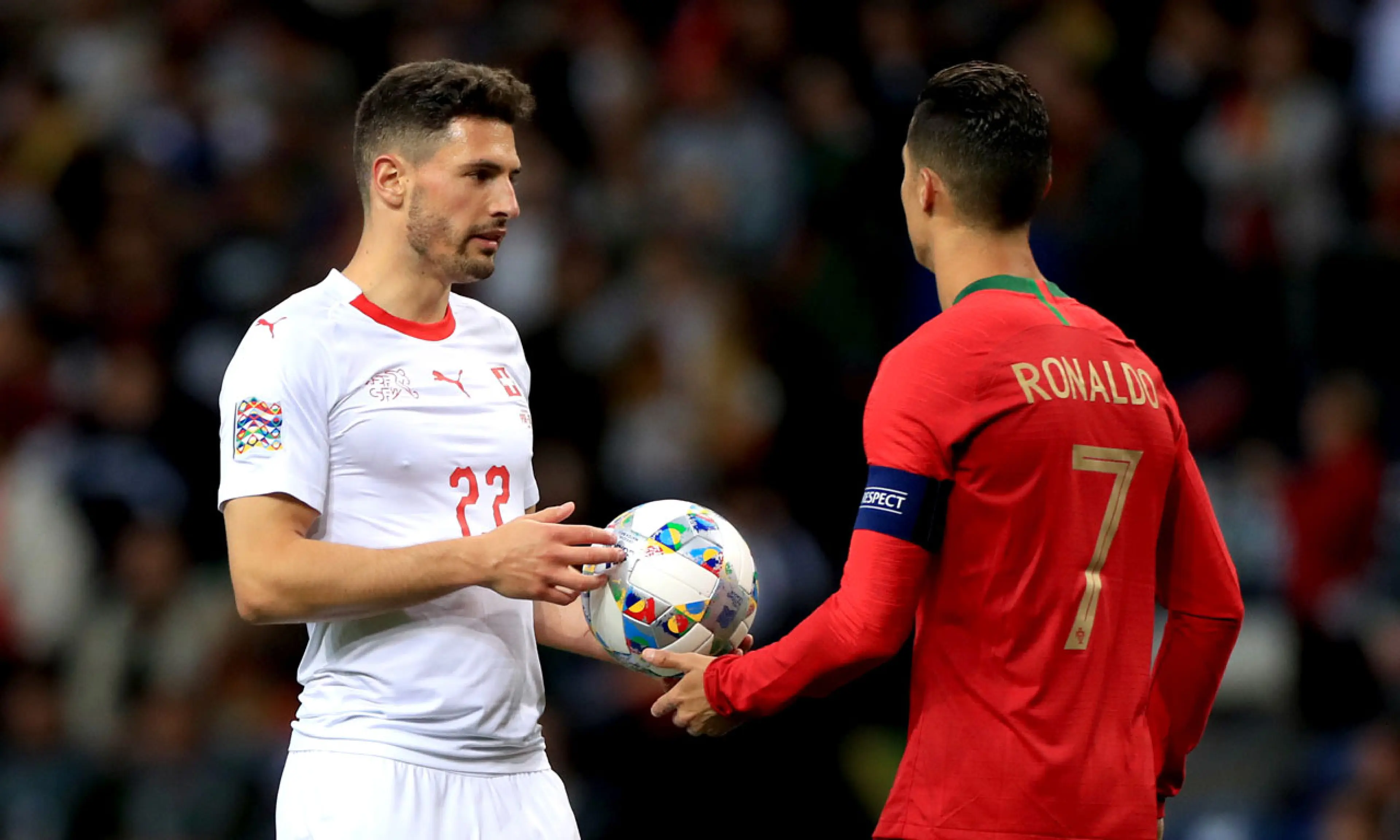 Fabian Schar, Cristiano Ronaldo, Switzerland v Portugal