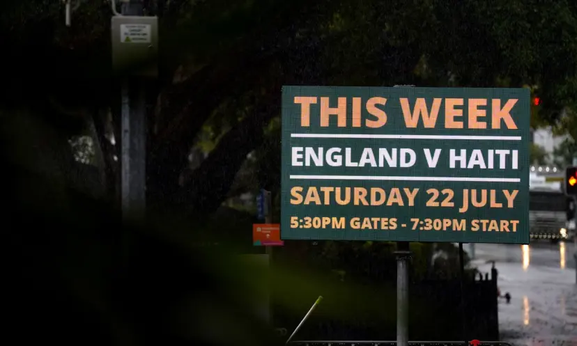 England v Haiti sign