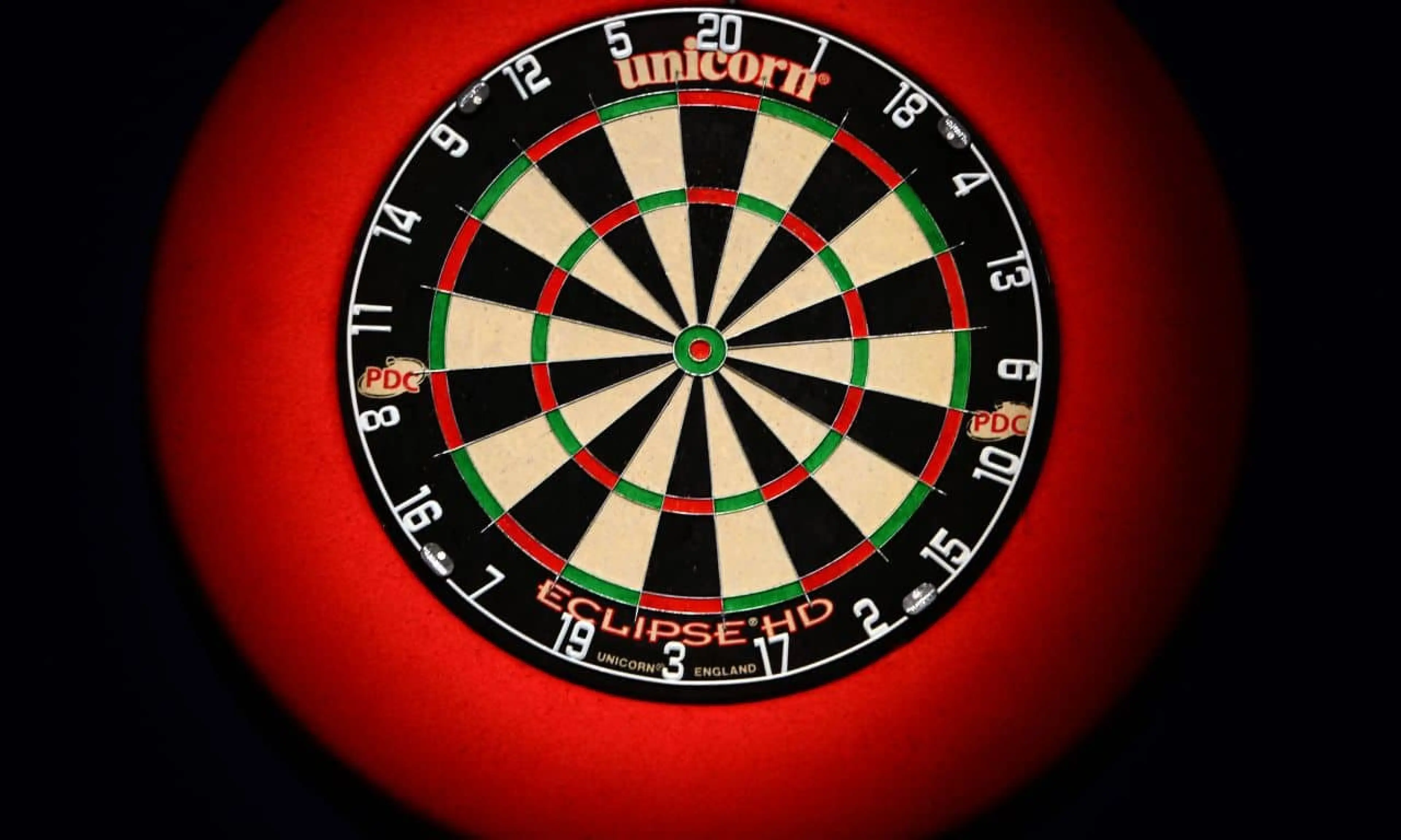 A dart board used during the World Darts Championship