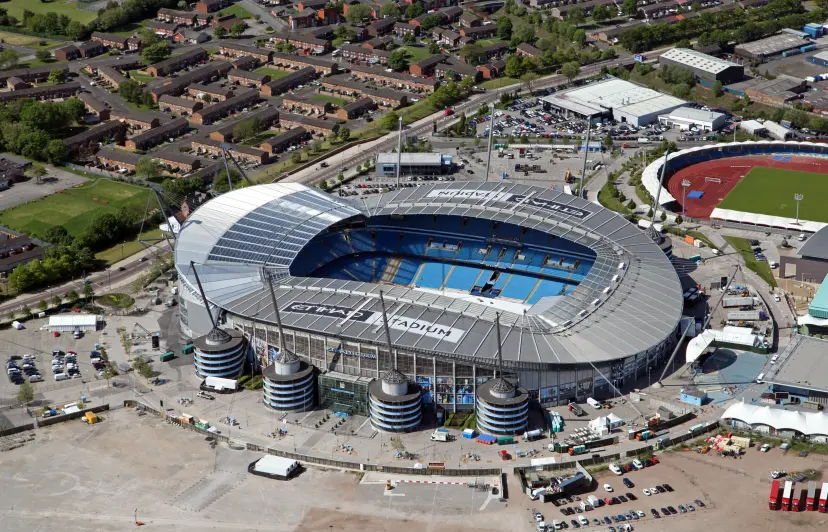 aerial view of Manchester City Football Academy, Etihad Stadium & Manchester Regional Centre