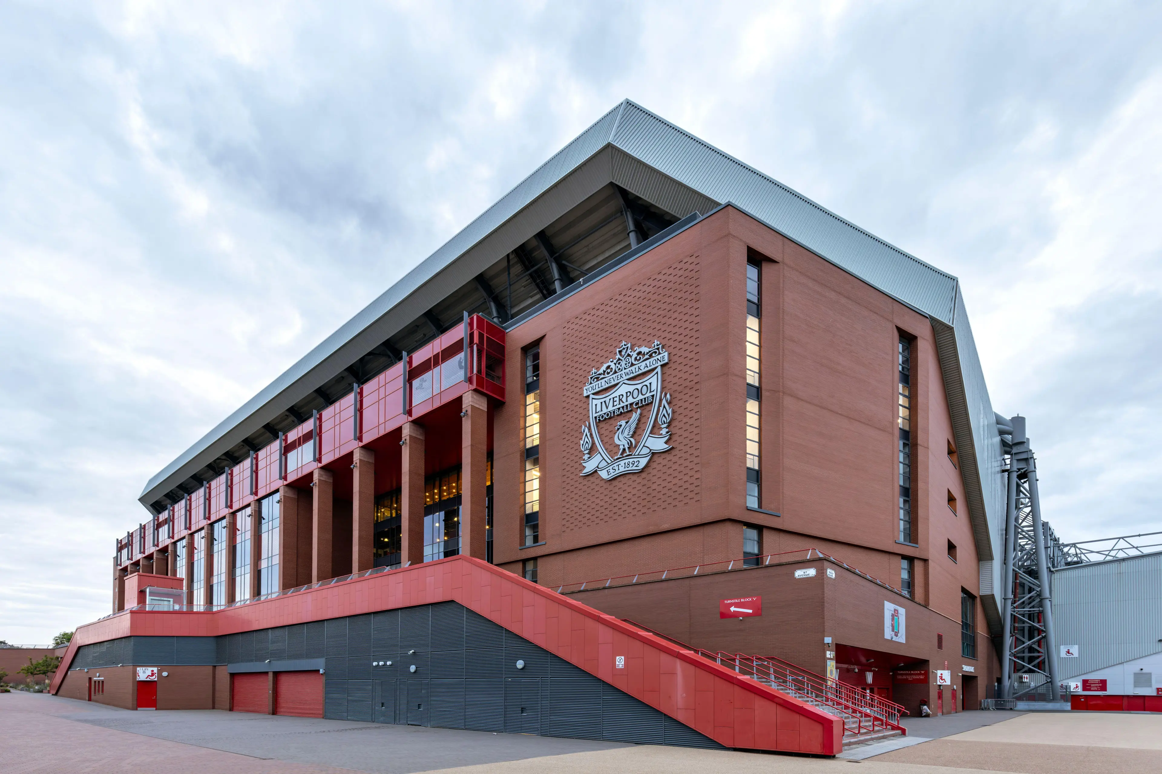 Anfield stadium, home of Liverpool Football Club, Merseyside, Uk