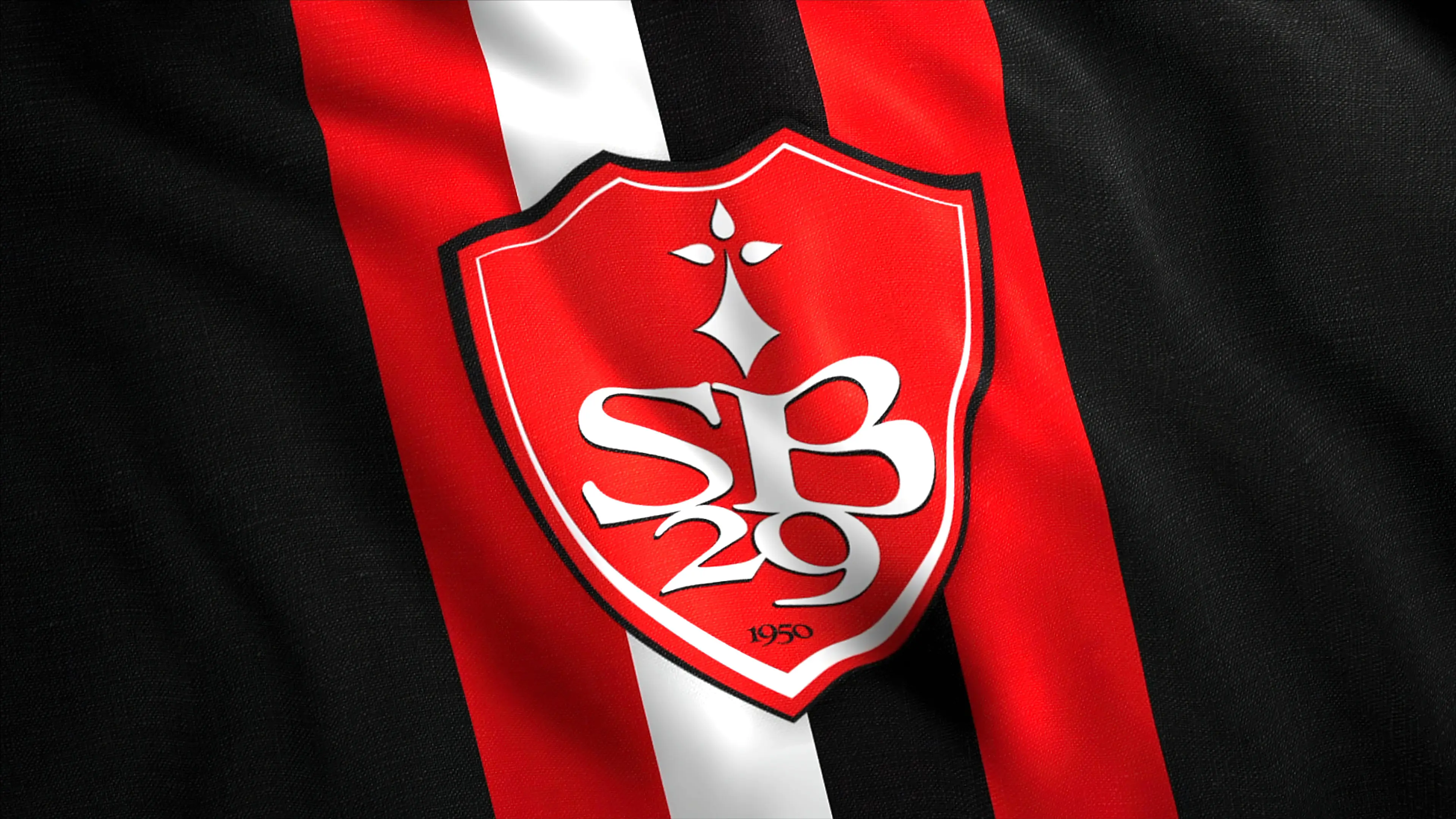 Stade Brestois 29 French football club. Motion. Striped brest flag with logo