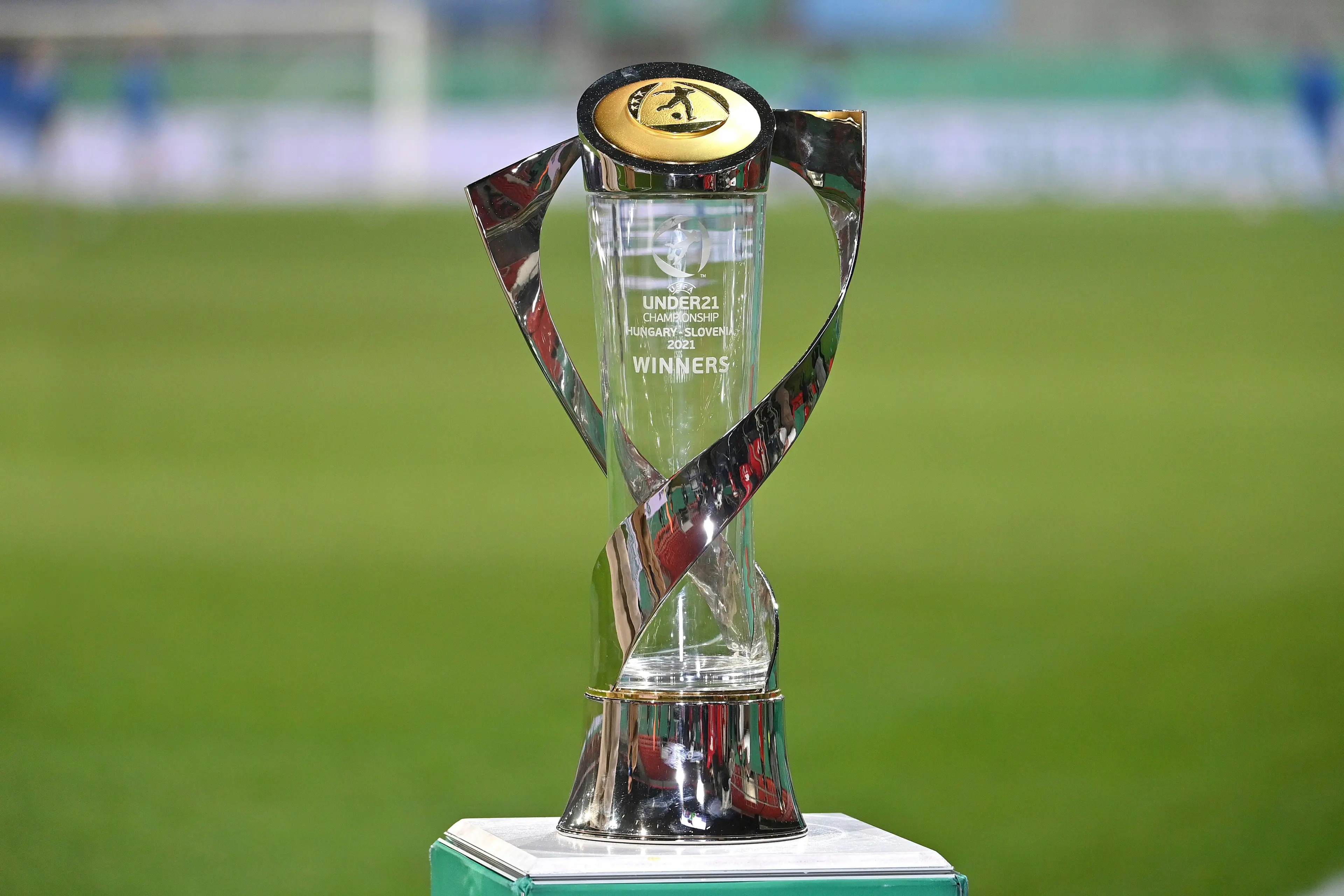 Trophy, cup, trophy, trophy U 21 European champions. Soccer Laenderspiel, U21 European Championship qualification 7th matchday Germany - San Marino 4-0 on November 16, 2021
