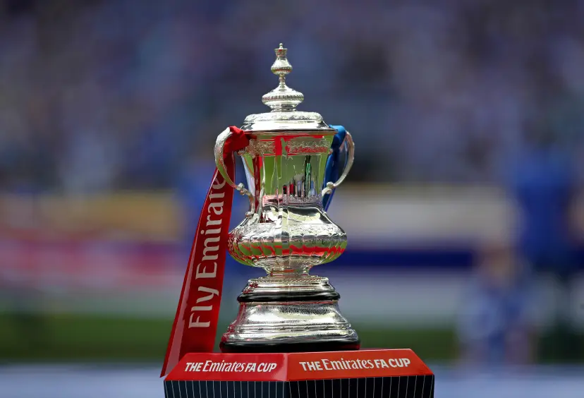 The FA Cup trophy at Wembley Stadium
