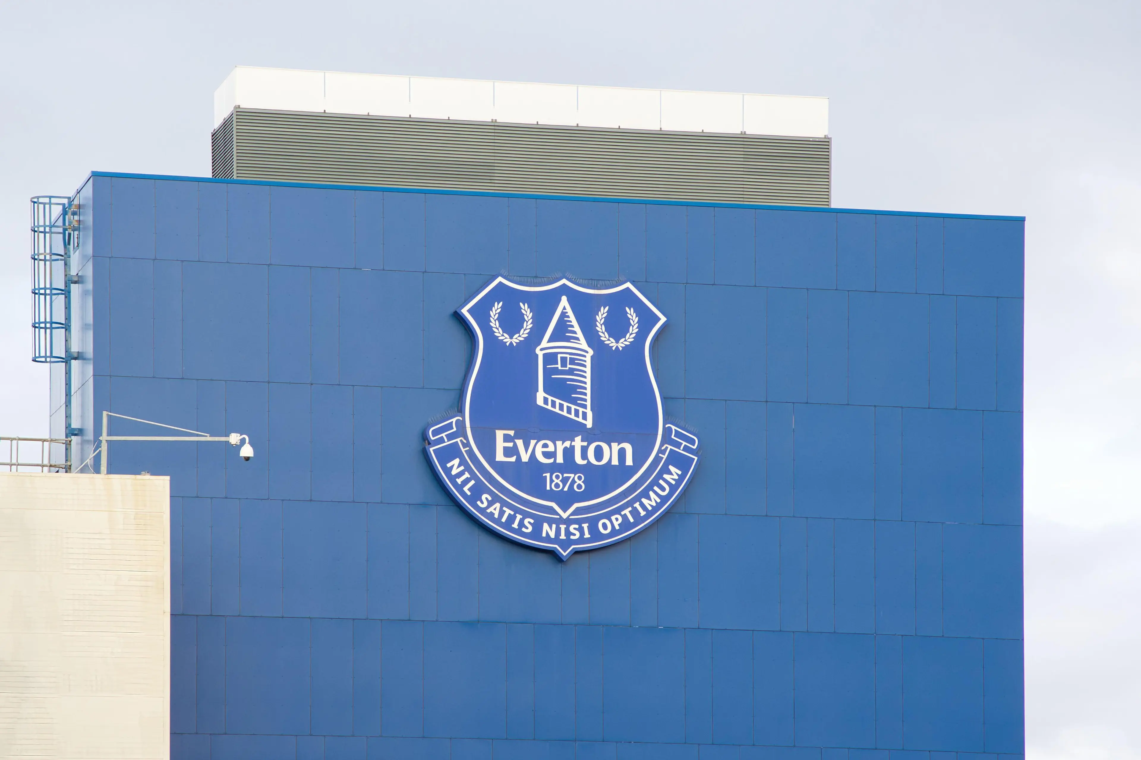 England, Liverpool - December 29, 2023: The Everton FC club crest at Goodison Park