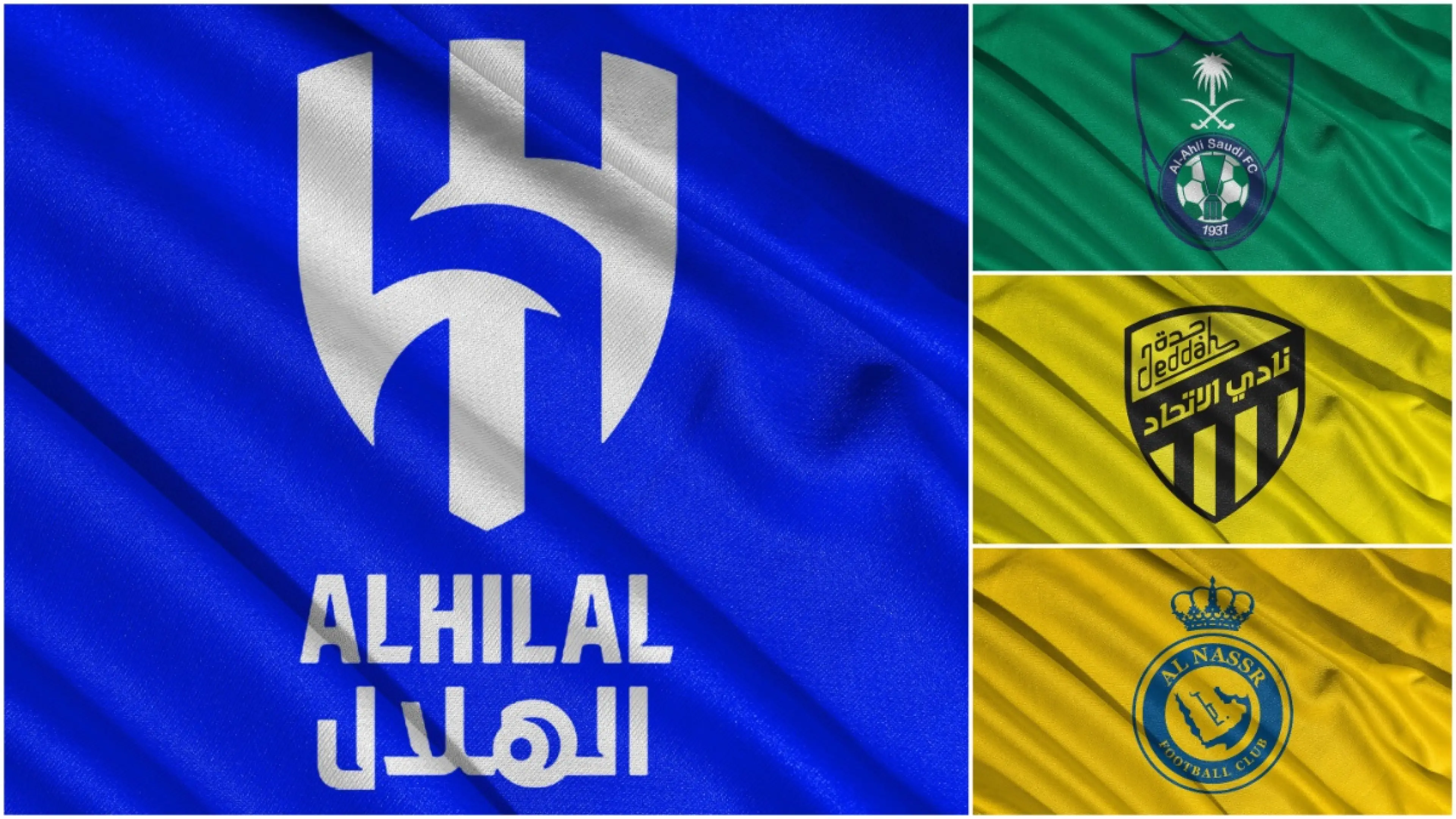 The badges of the four Saudi clubs owned by the PIF