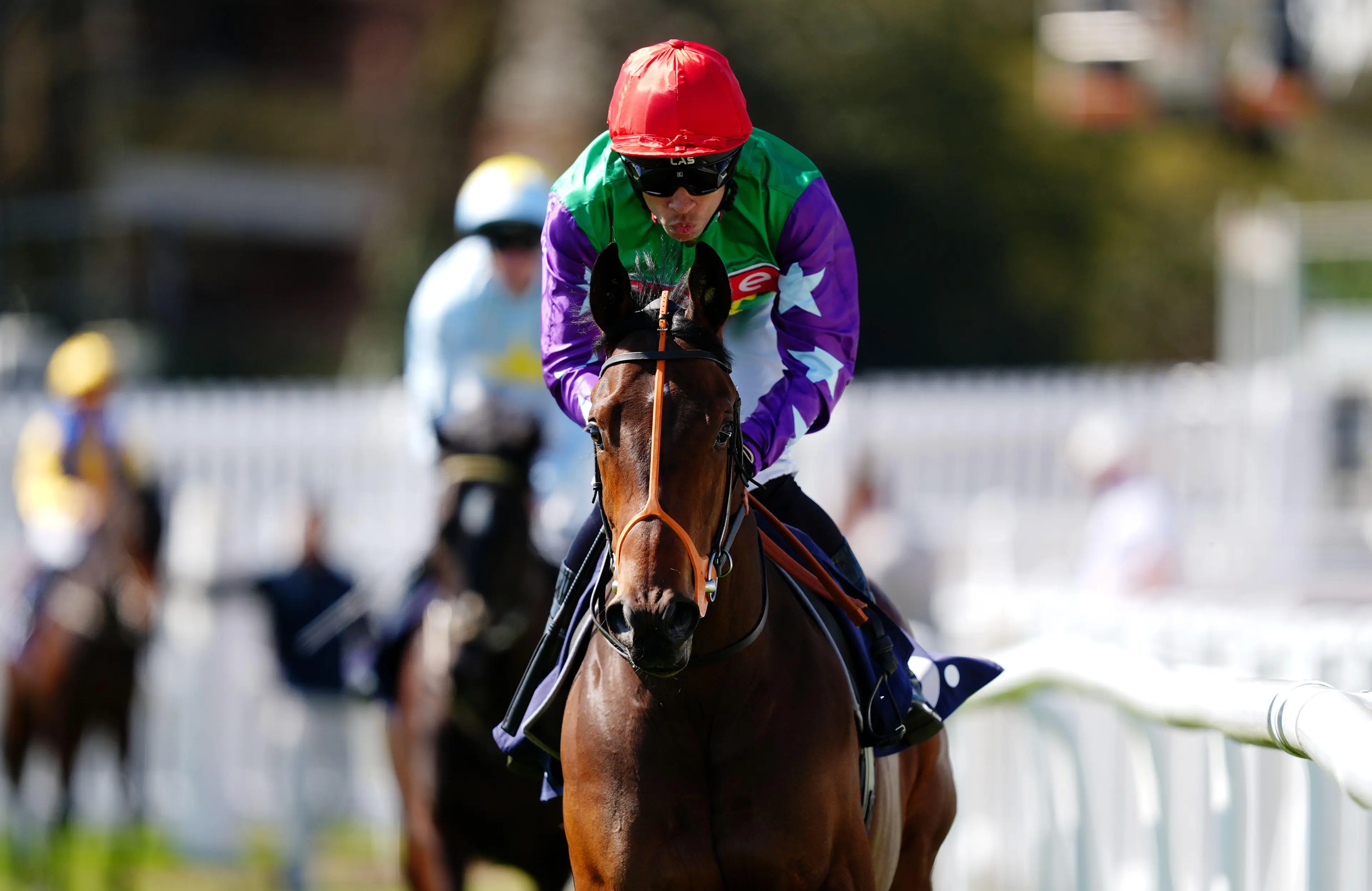Private Affair ridden by Sean Levey at Newbury Racecourse. Picture date: Friday April 11, 2025